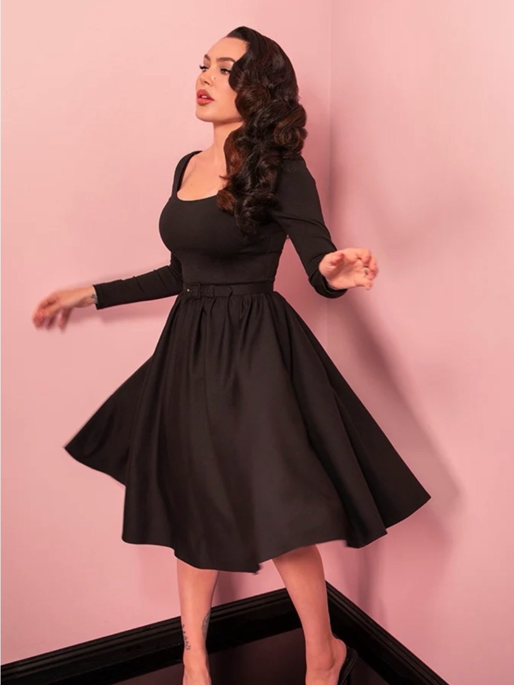 TROUBLEMAKER SWING DRESS IN BLACK - VIXEN BY MICHELINE PITT